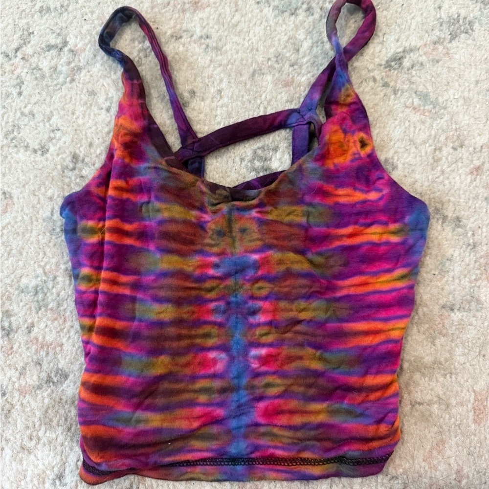 Vibrant Tie Dye Multicolor Crop Top Purples and Oranges
